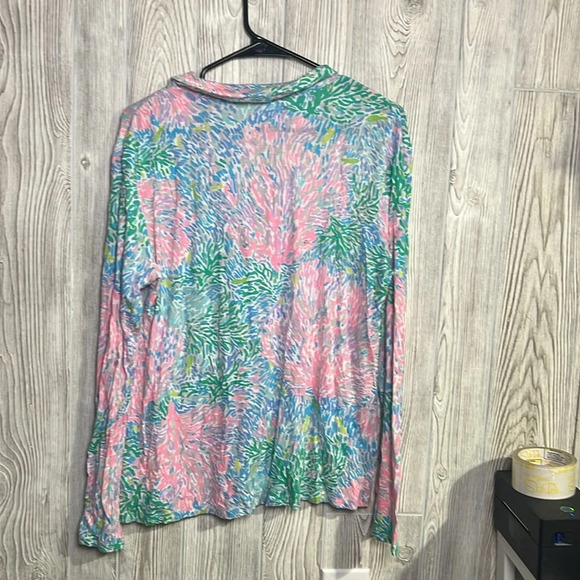 Lilly Pulitzer PJ Knit Button Up Pajama Top Multi Stargazer Pajamas Top XL - Picture 4 of 4